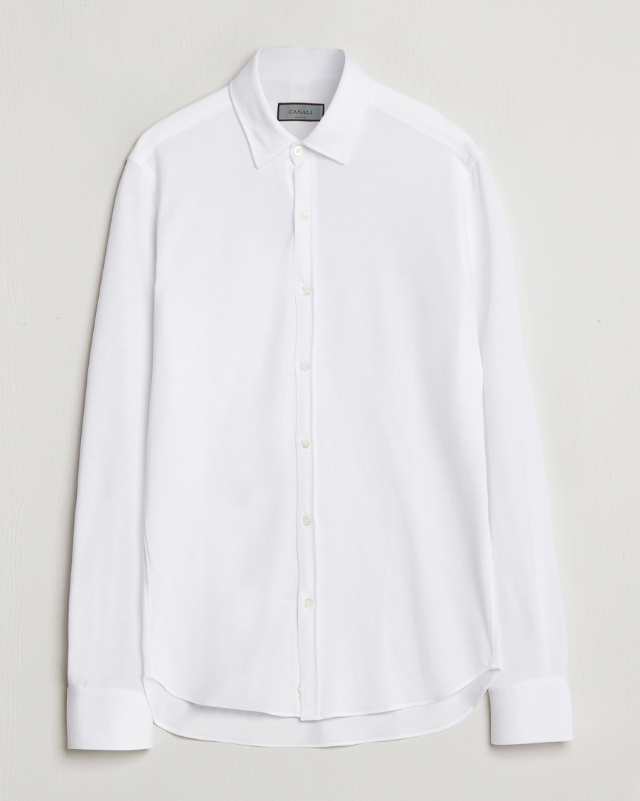 Mies | Kauluspaidat | Canali | Slim Fit Stretch Piquet Shirt White