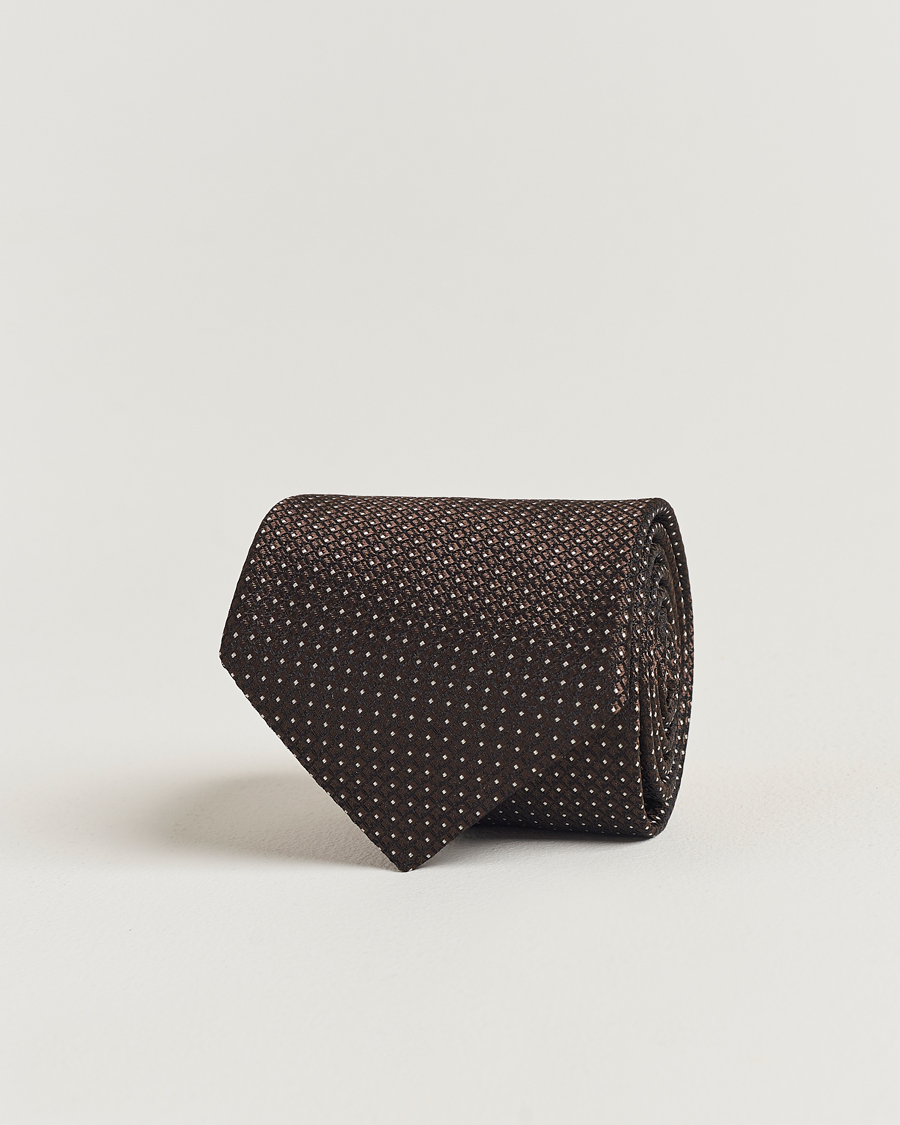 Mies | Canali Micro Dot Silk Tie Brown | Canali | Micro Dot Silk Tie Brown