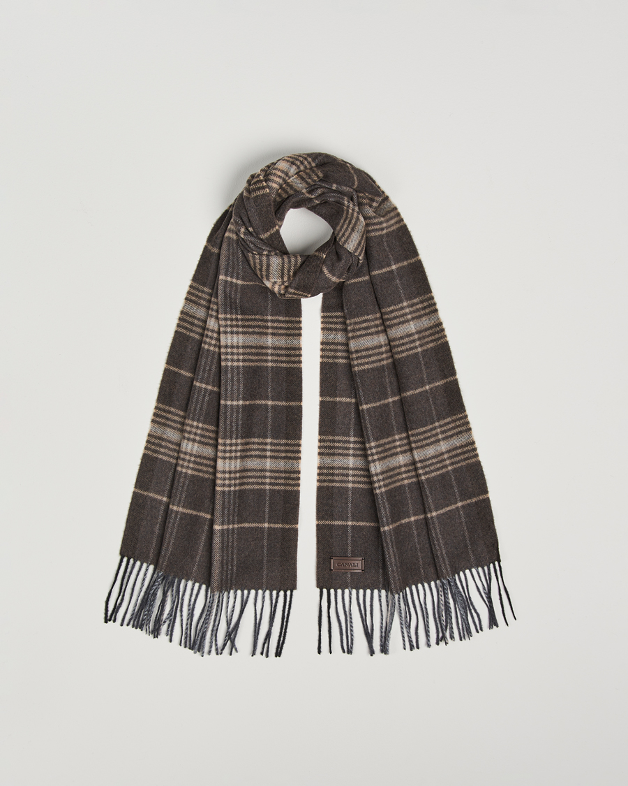 Mies | Canali Check Wool Scarf Brown/Beige | Canali | Check Wool Scarf Brown/Beige