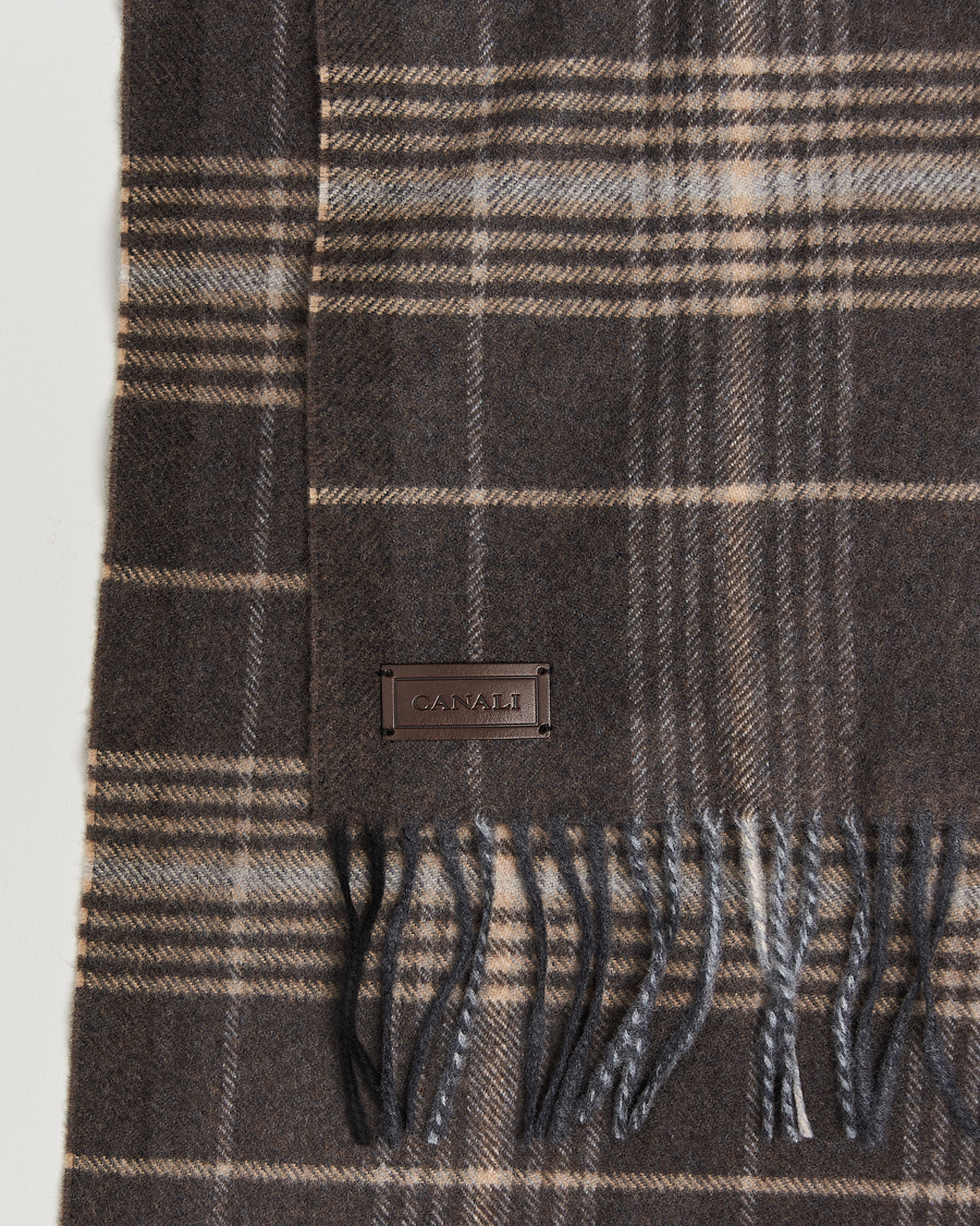 Mies | Canali Check Wool Scarf Brown/Beige | Canali | Check Wool Scarf Brown/Beige