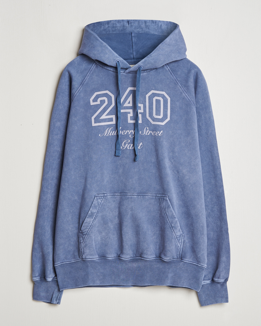 Mies | Puserot | GANT 240 Mulberry Street | Vintage Washed Hoodie Dusty Blue Sea
