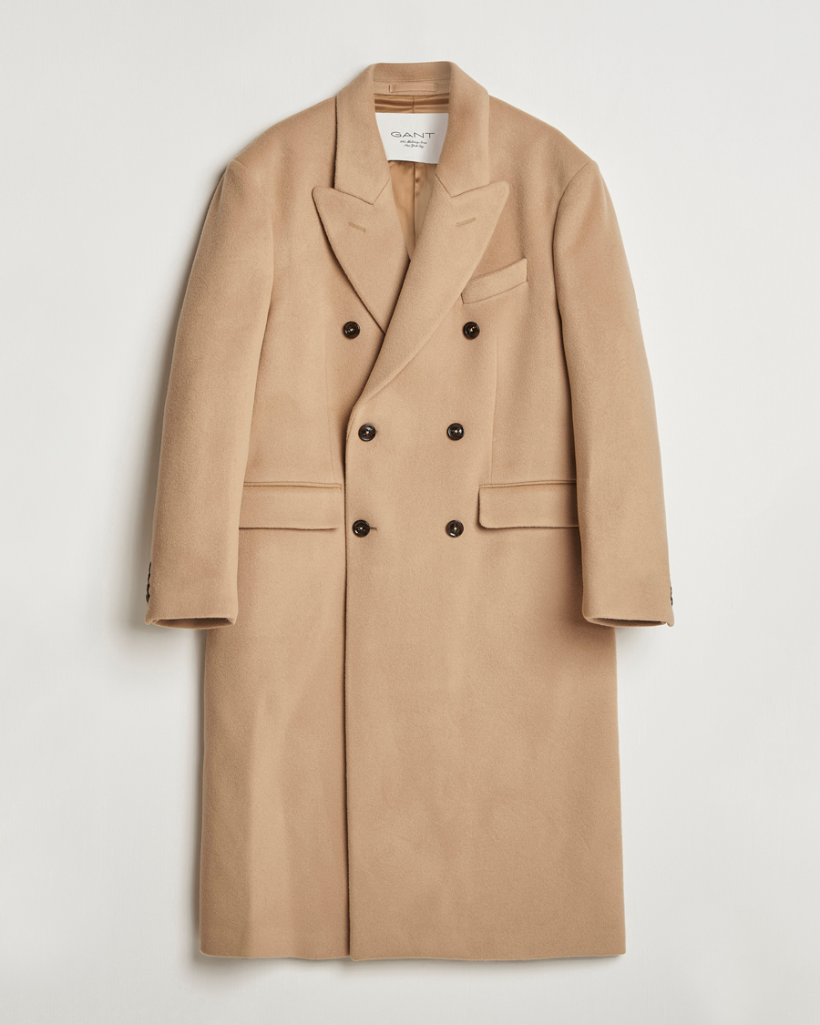 Mies | Takit | GANT 240 Mulberry Street | Double Breasted Wool Coat Mustard Beige