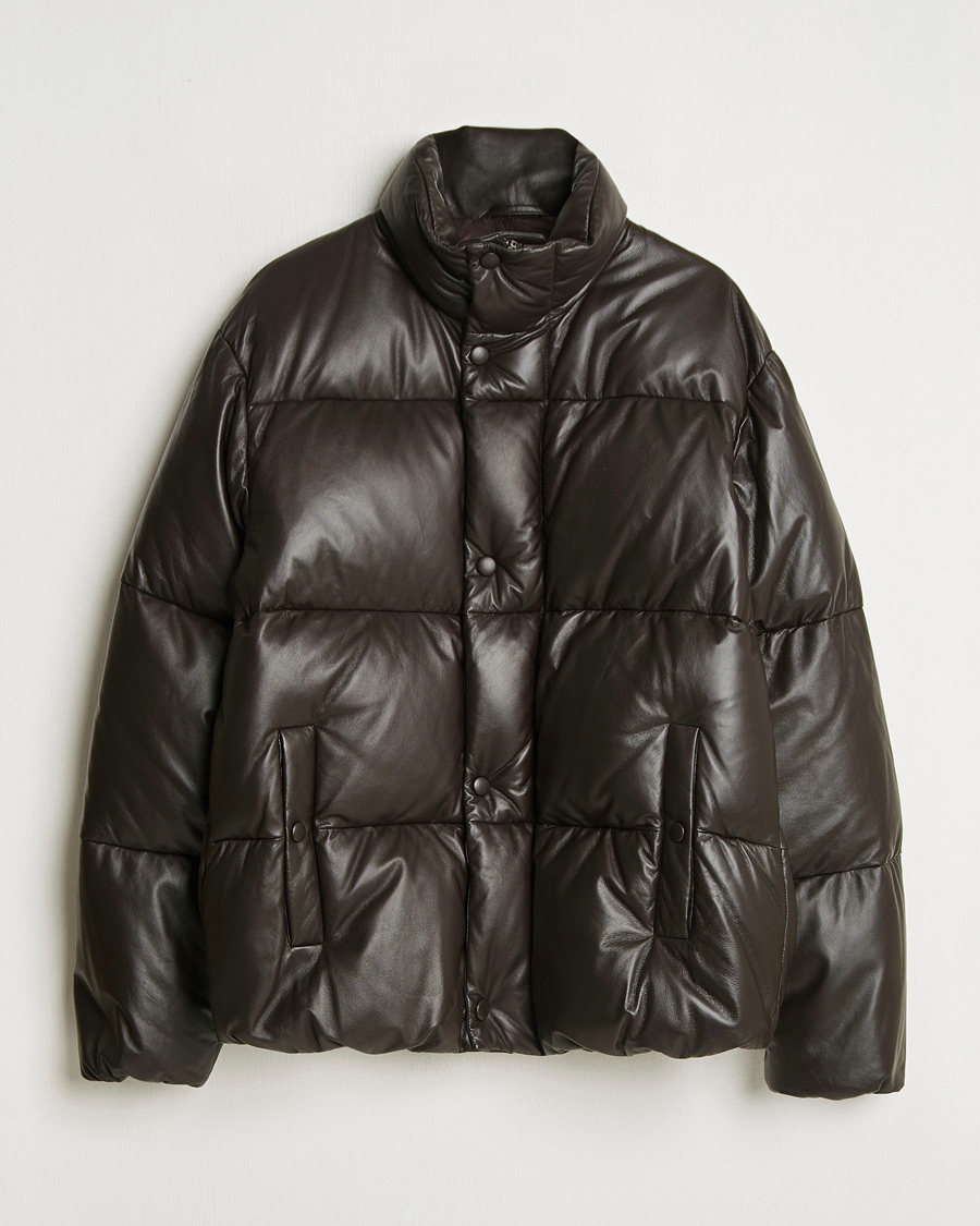 Mies | Takit | GANT 240 Mulberry Street | Leather Down Puffer Jacket Deep Brown