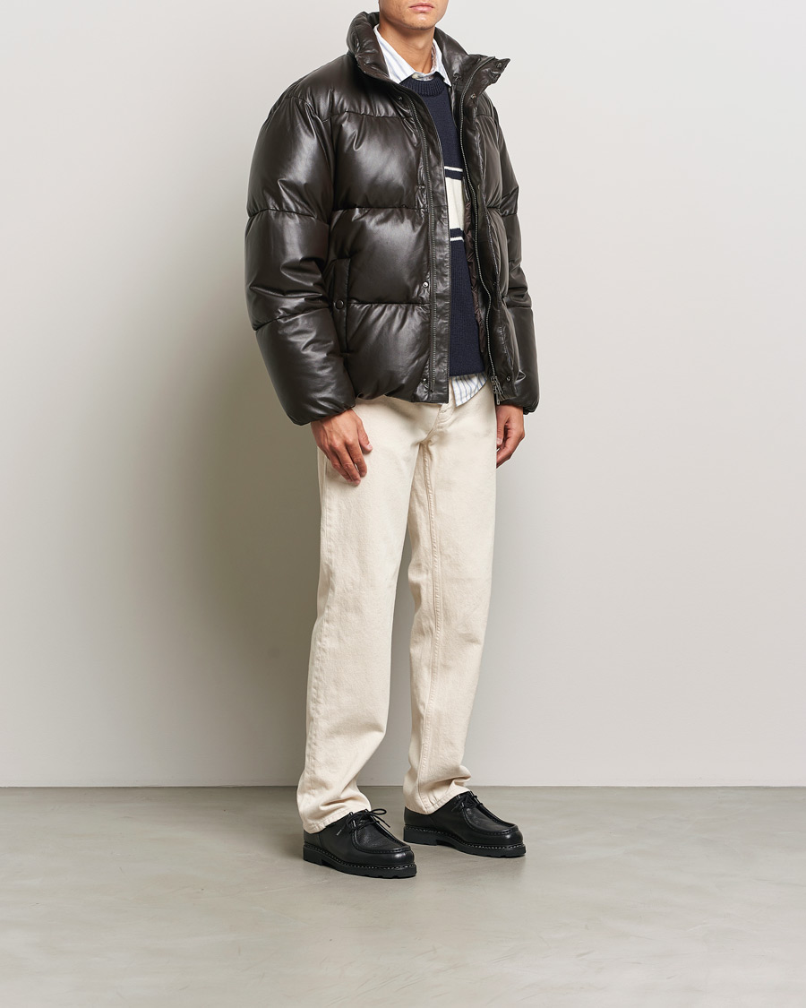 Mies | Takit | GANT 240 Mulberry Street | Leather Down Puffer Jacket Deep Brown