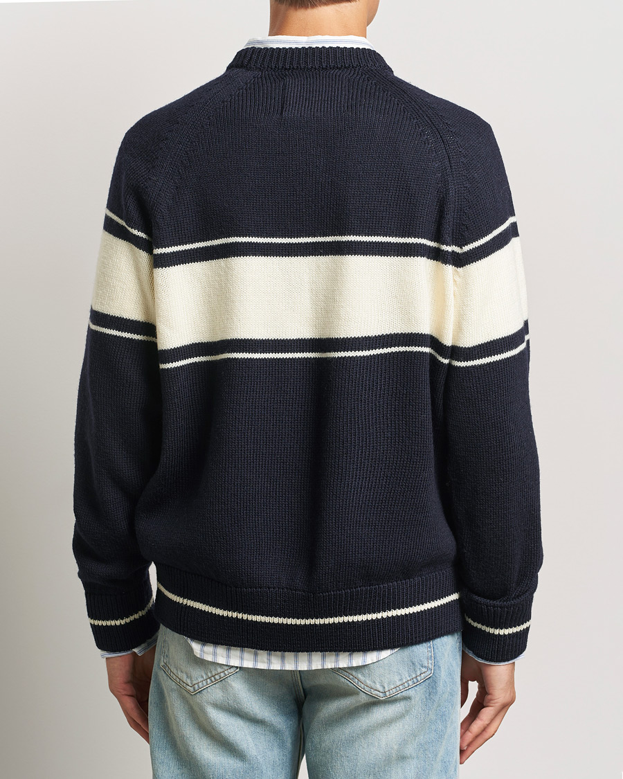 Mies | Puserot | GANT 240 Mulberry Street | Striped Wool Knitted Crew Neck Classic Blue