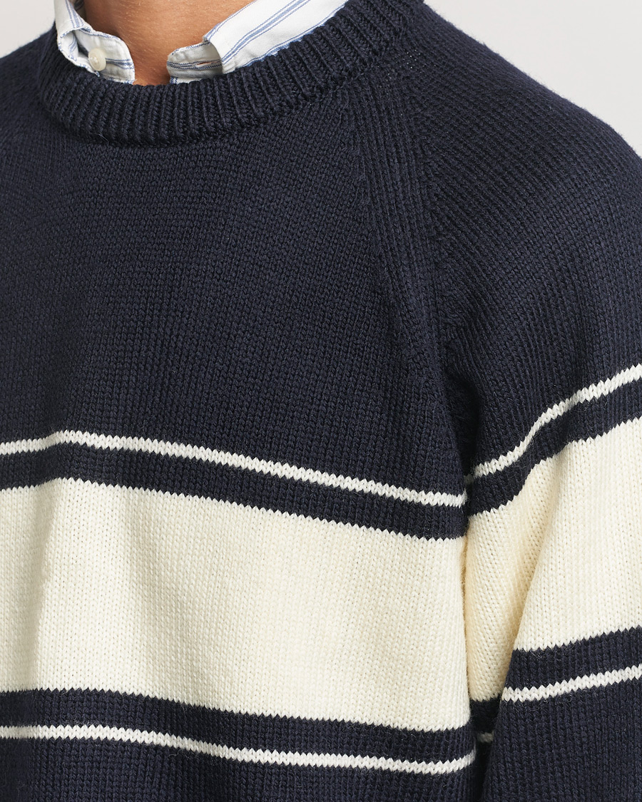 Mies | Puserot | GANT 240 Mulberry Street | Striped Wool Knitted Crew Neck Classic Blue
