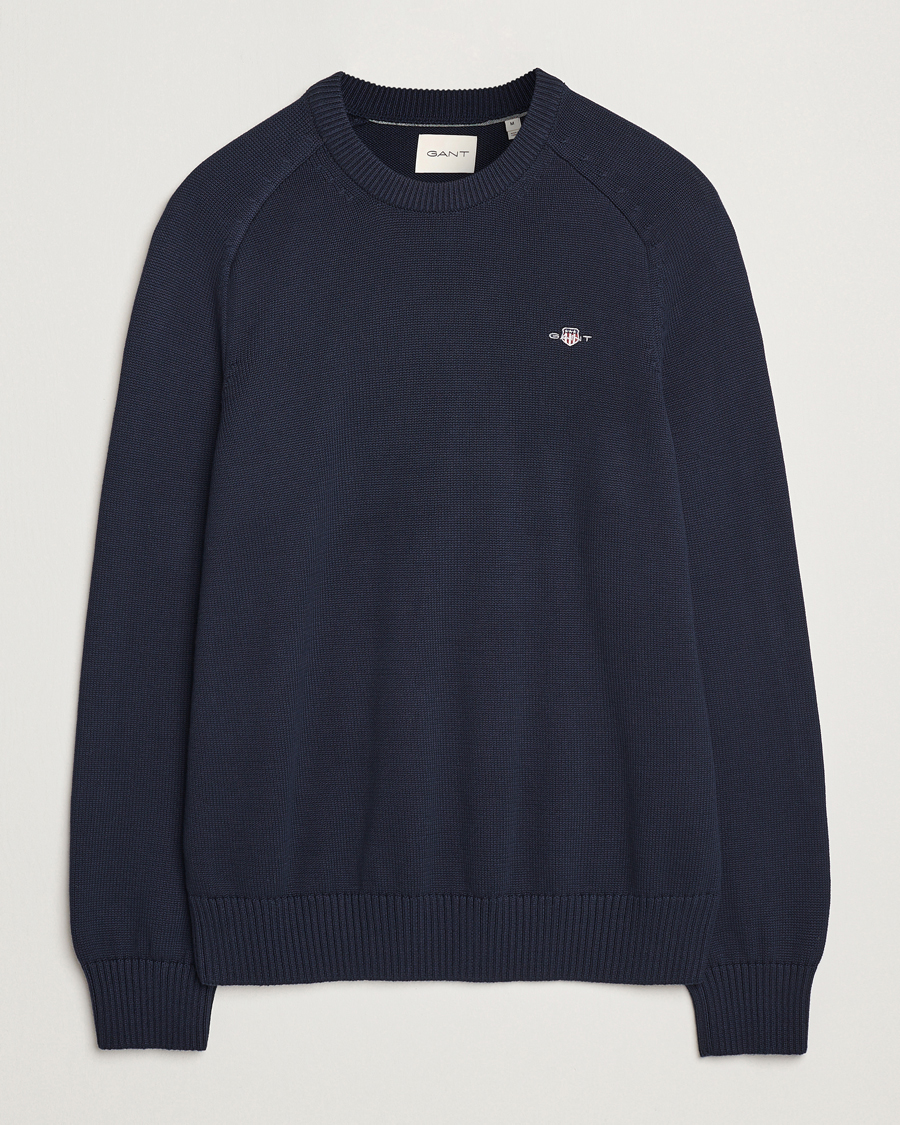 Mies | Puserot | GANT | Casual Cotton Saddle C-neck Evening Blue