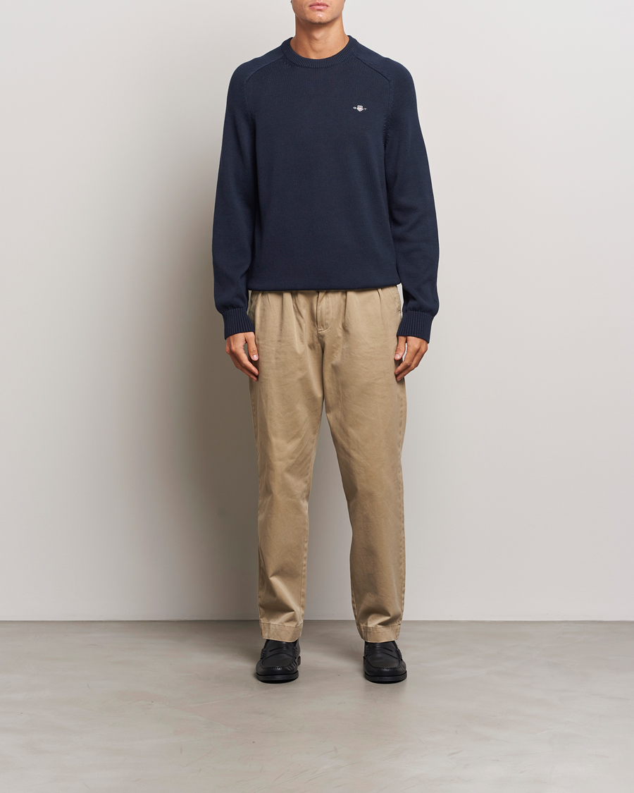 Mies | Puserot | GANT | Casual Cotton Saddle C-neck Evening Blue