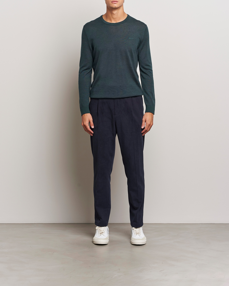 Mies | Puserot | GANT | Extrafine Merino Wool C-Neck Tartan Green