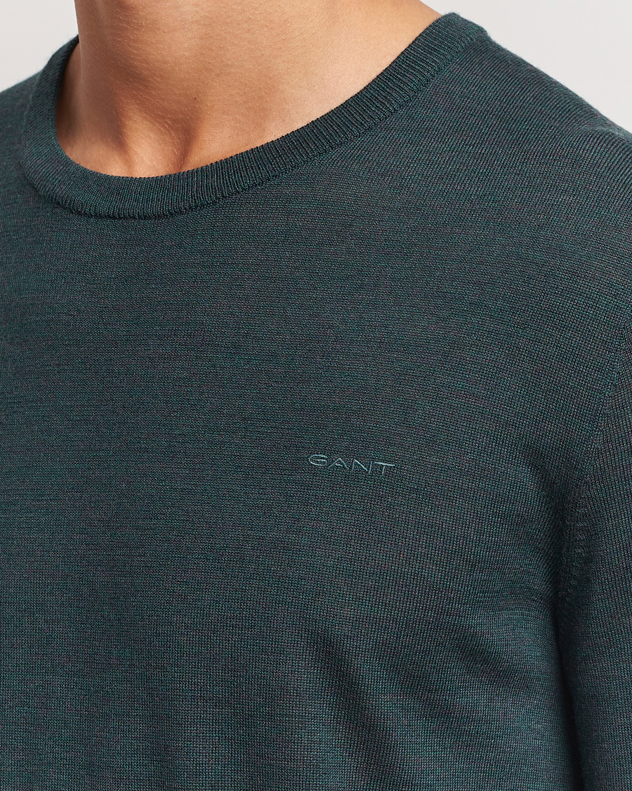 Mies | Puserot | GANT | Extrafine Merino Wool C-Neck Tartan Green