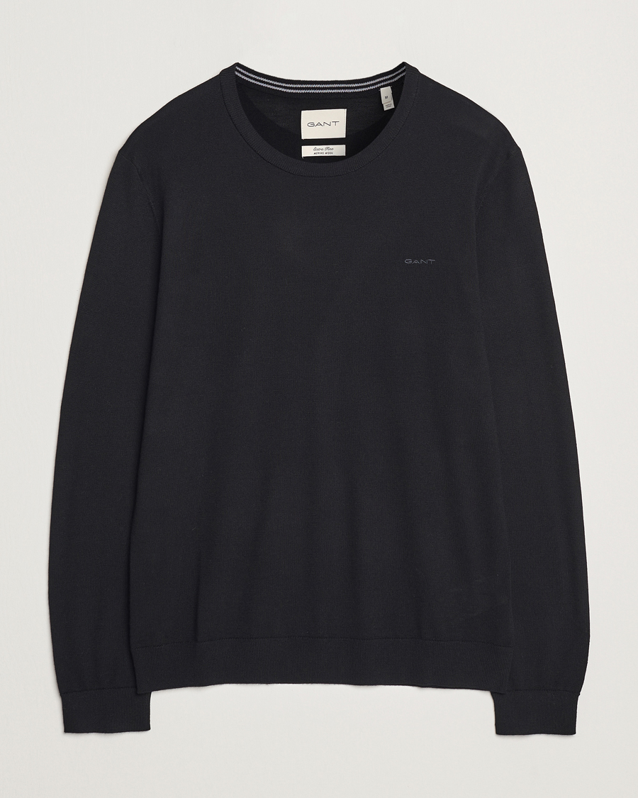 Mies | Puserot | GANT | Extrafine Merino Wool C-Neck Black