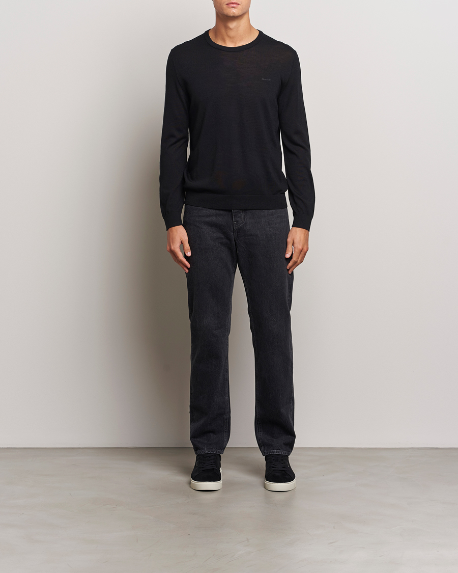 Mies | Puserot | GANT | Extrafine Merino Wool C-Neck Black