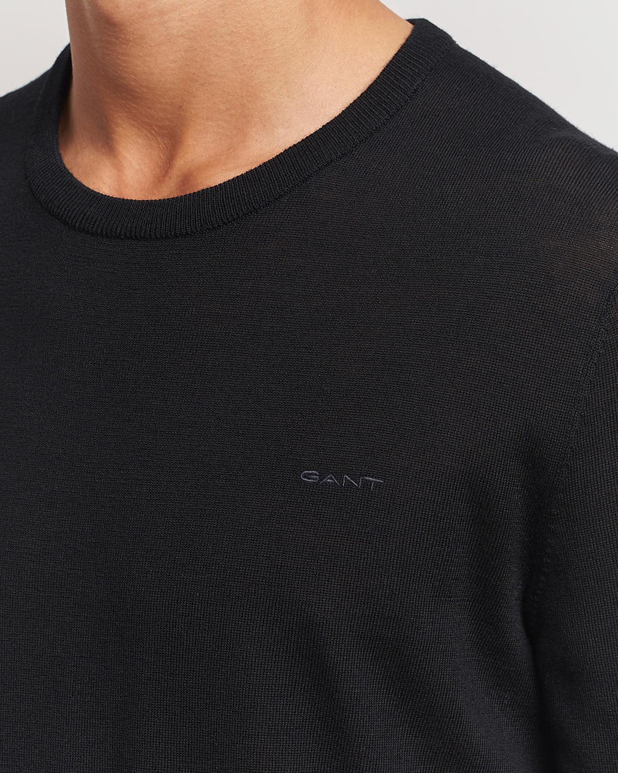 Mies | Puserot | GANT | Extrafine Merino Wool C-Neck Black