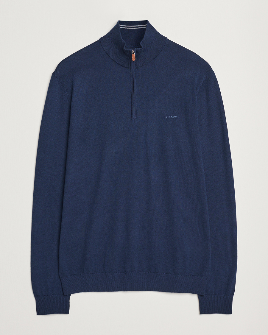 Mies | Puserot | GANT | Extrafine Merino Wool Half Zip Marine