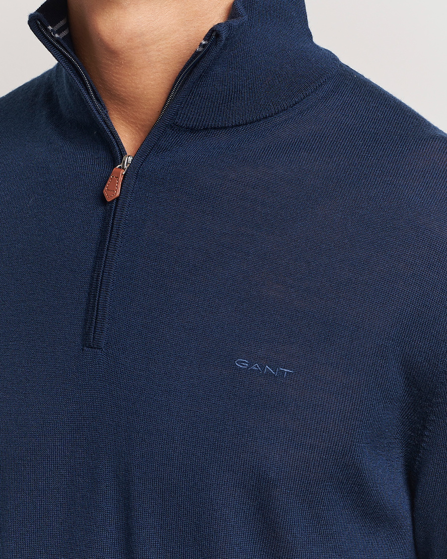 Mies | Puserot | GANT | Extrafine Merino Wool Half Zip Marine