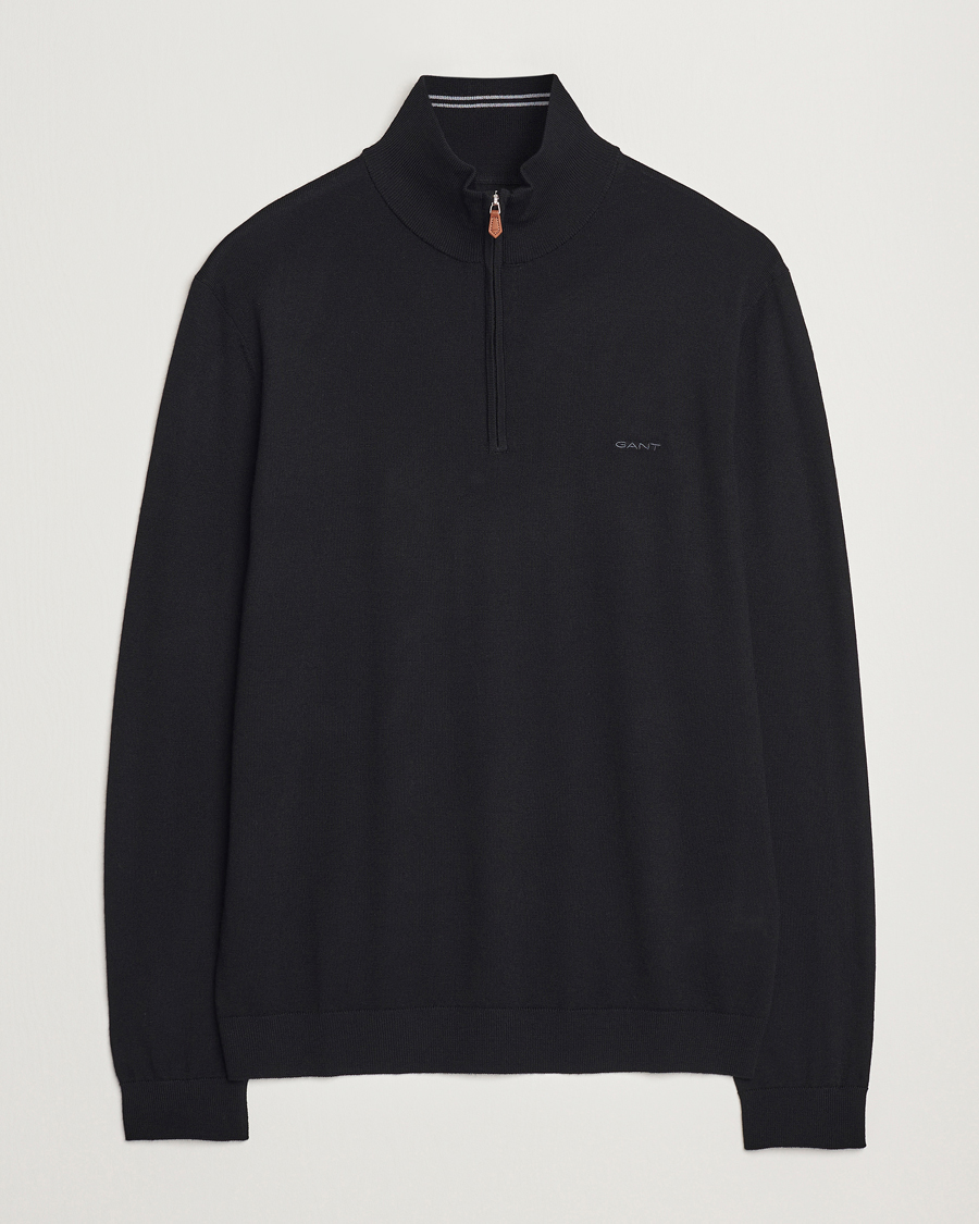 Mies | Puserot | GANT | Extrafine Merino Wool Half Zip Black