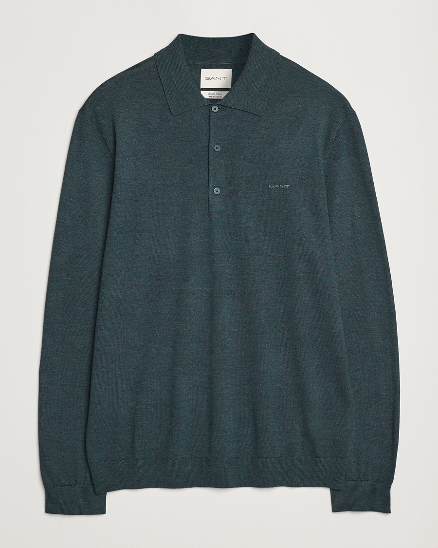 Mies | Puserot | GANT | Extrafine Merino Wool Polo Tartan Green