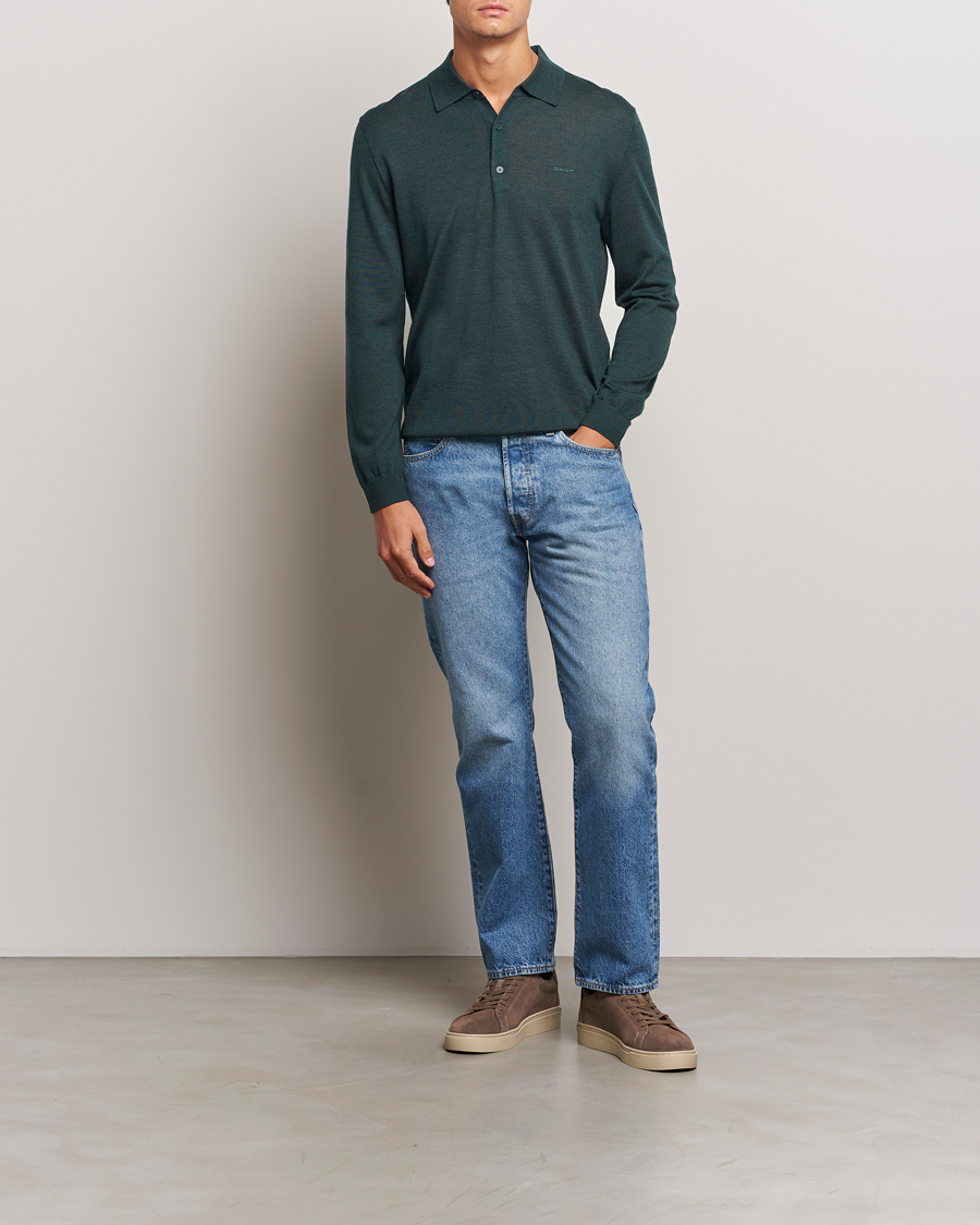 Mies | Puserot | GANT | Extrafine Merino Wool Polo Tartan Green
