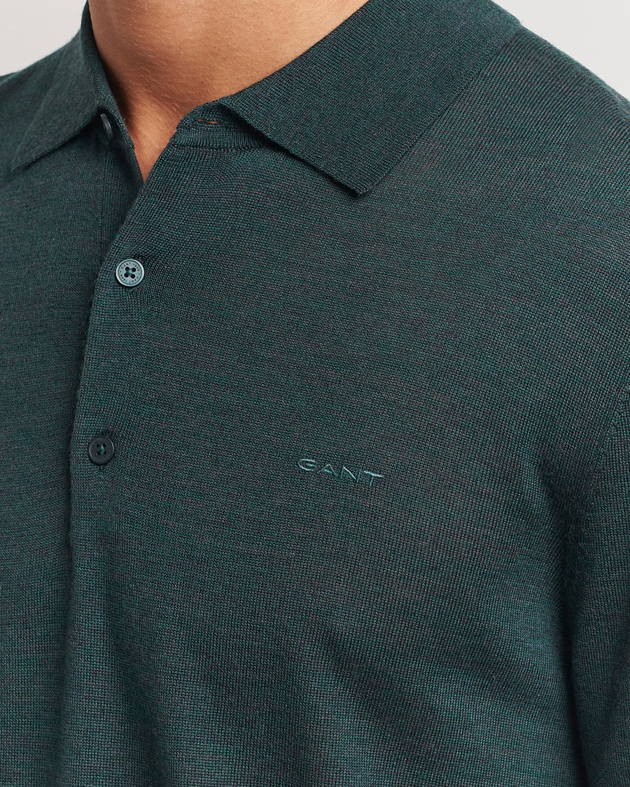 Mies | Puserot | GANT | Extrafine Merino Wool Polo Tartan Green