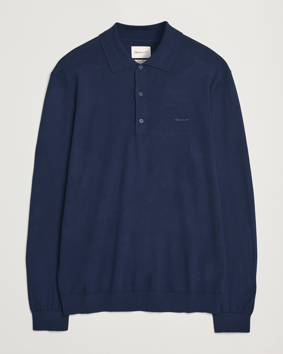 Mies | Puserot | GANT | Extrafine Merino Wool Polo Marine