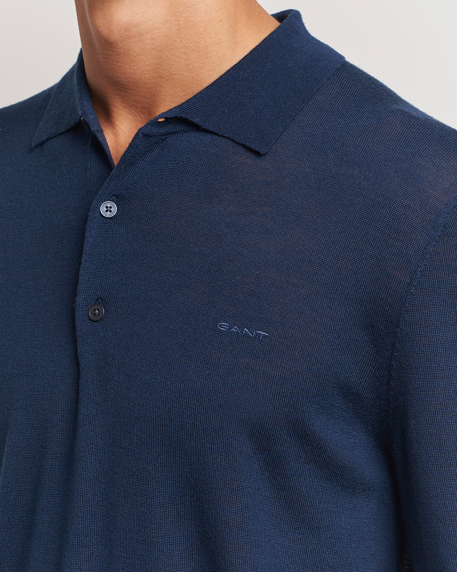 Mies | Puserot | GANT | Extrafine Merino Wool Polo Marine