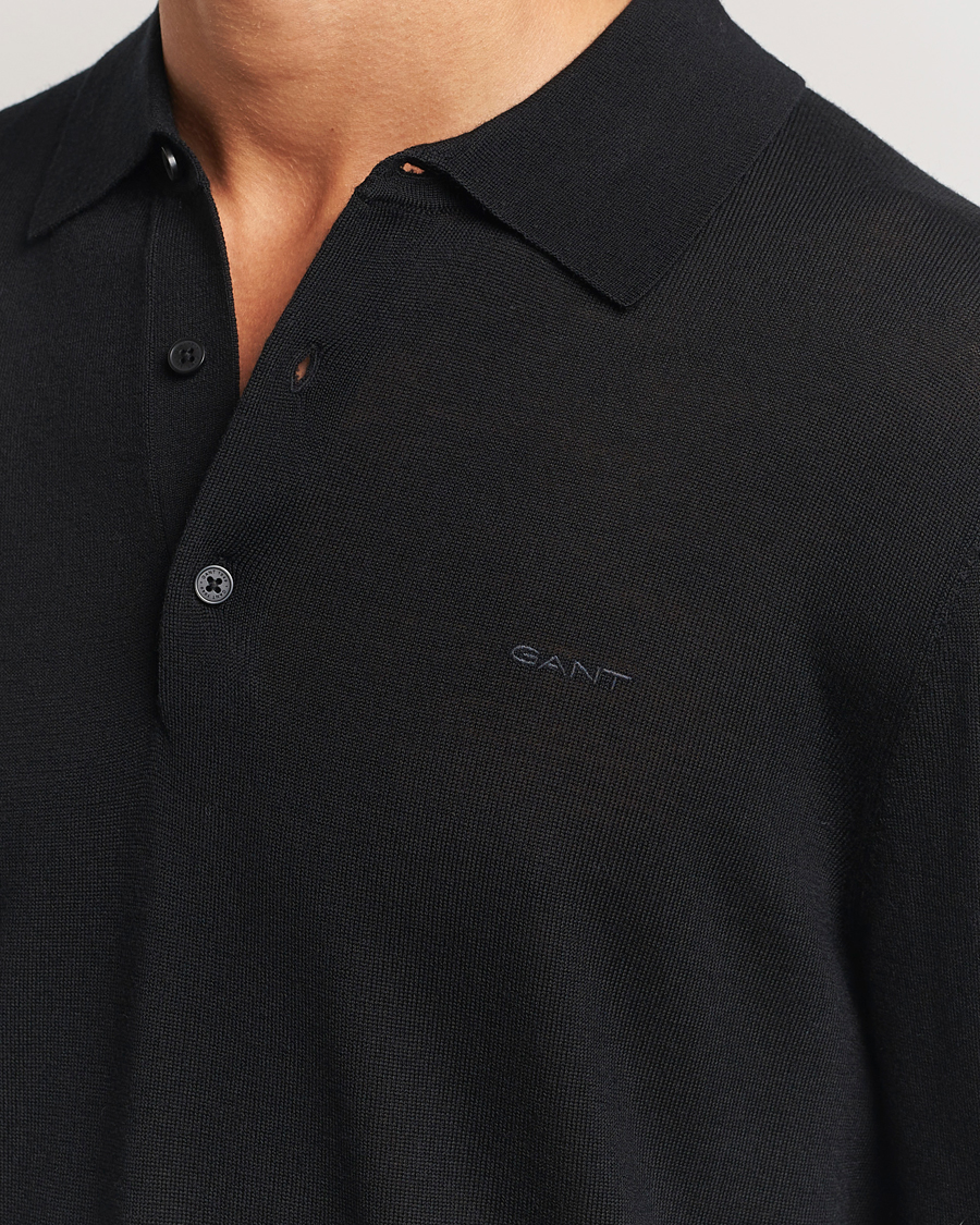 Mies | Puserot | GANT | Extrafine Merino Wool Polo Black