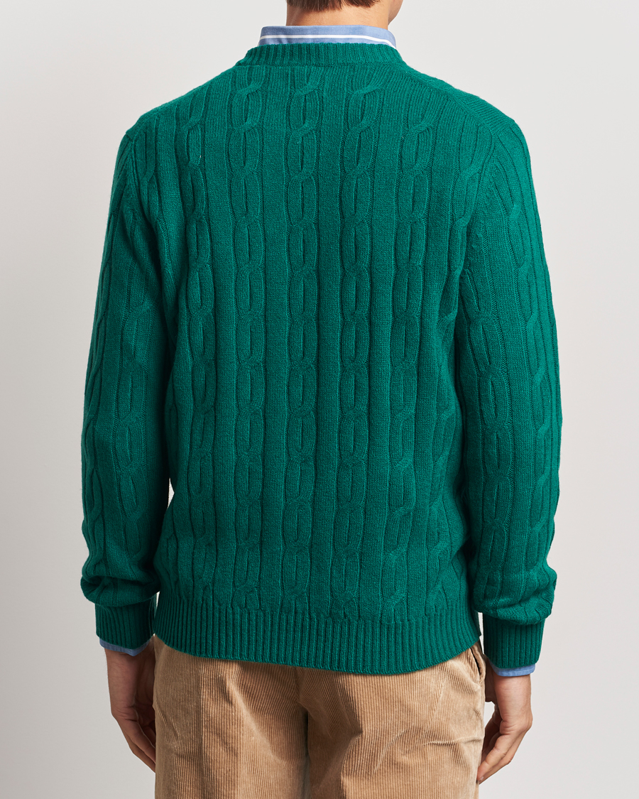 Mies | Puserot | GANT | Lambswool Cable C-Neck Deep Forest Green