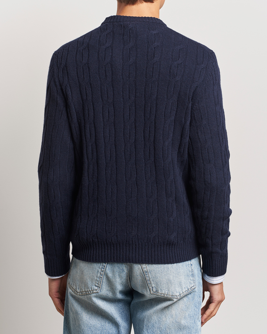 Mies | Puserot | GANT | Lambswool Cable C-Neck Evening Blue