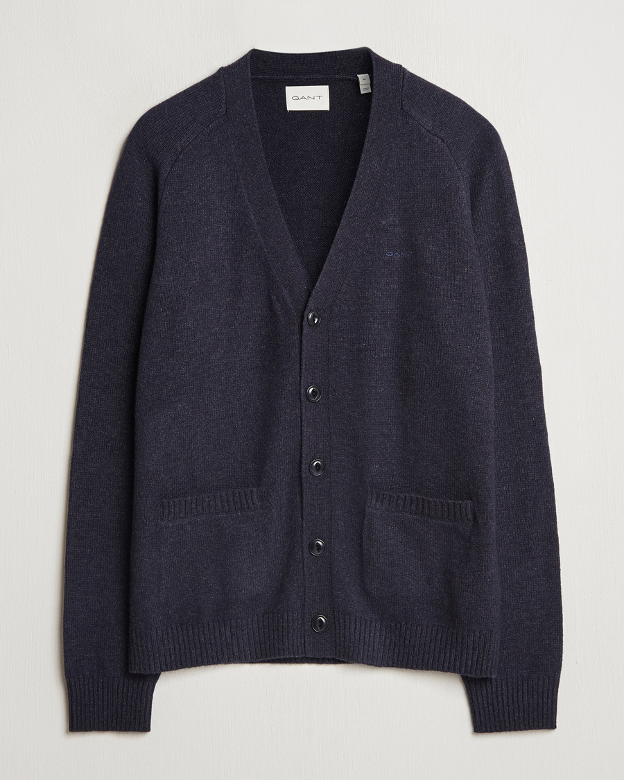 Mies | Puserot | GANT | Wool Blend Cardigan Dark Navy Melange