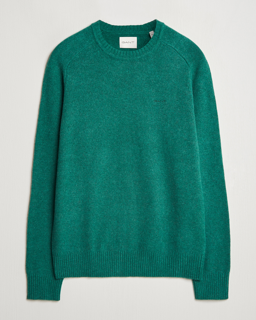 Mies | Puserot | GANT | Wool Blend C-Neck Deep Forest Green