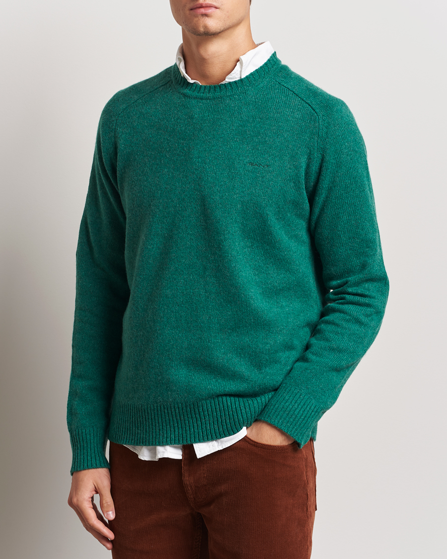 Mies | Puserot | GANT | Wool Blend C-Neck Deep Forest Green