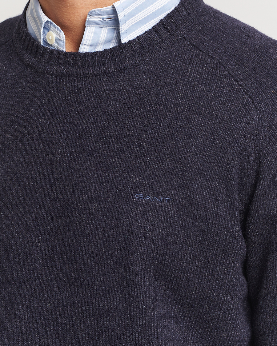 Mies | Puserot | GANT | Wool Blend C-Neck Dark Navy Melange