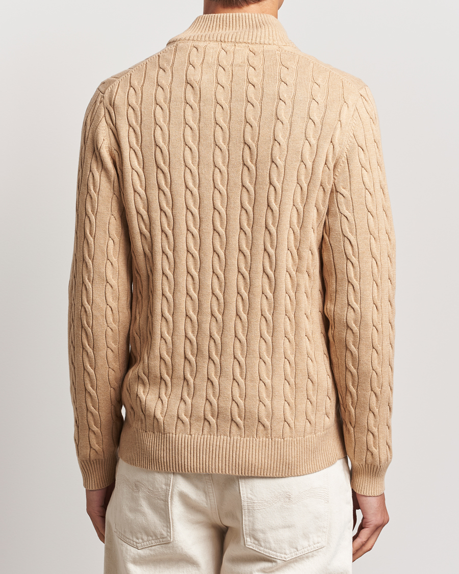 Mies | Puserot | GANT | Cotton Cable Half Zip Khaki Melange
