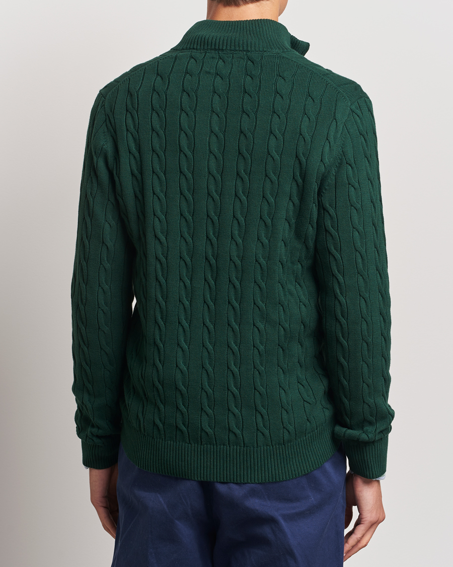 Mies | Puserot | GANT | Cotton Cable Half Zip Tartan Green