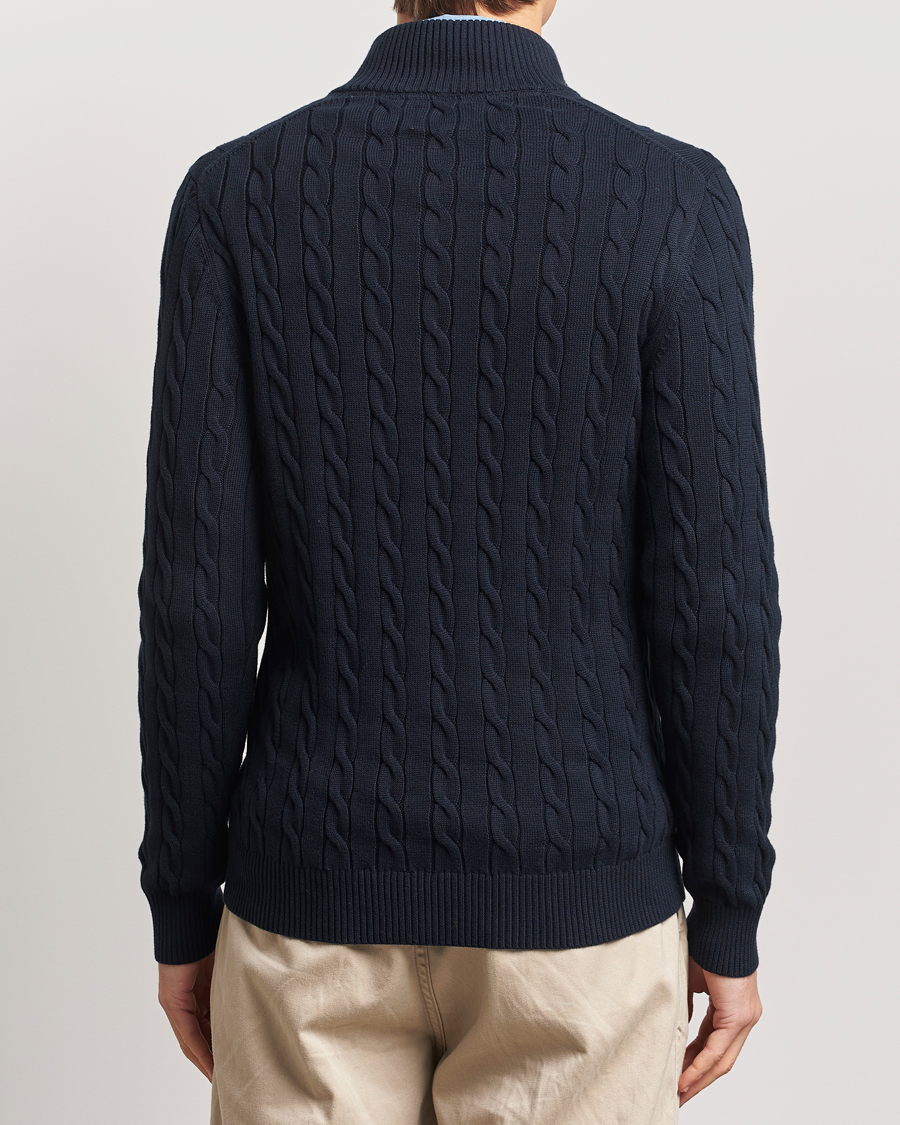 Mies | Puserot | GANT | Cotton Cable Half Zip Evening Blue