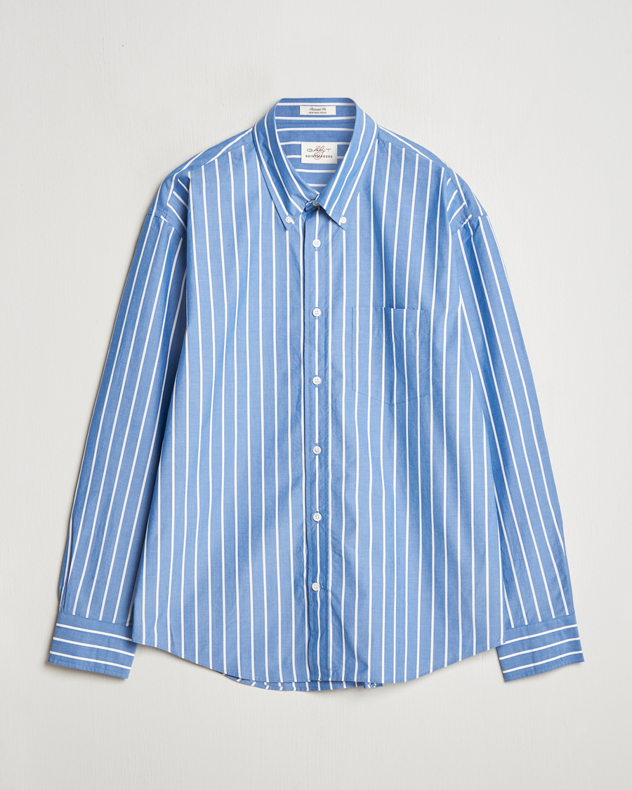 Mies | Kauluspaidat | GANT | Rel Herigate Poplin Stripe Shirt Lapis Blue