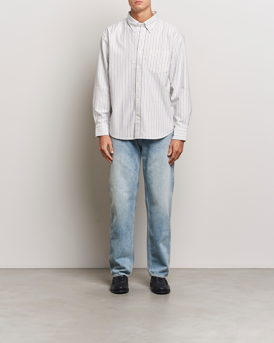 Mies | Kauluspaidat | GANT | Rel Herigate Oxford Stripe Shirt Eggshell