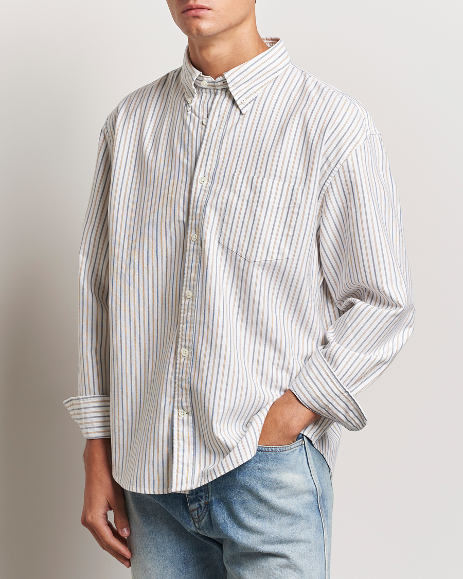 Mies | Kauluspaidat | GANT | Rel Herigate Oxford Stripe Shirt Eggshell