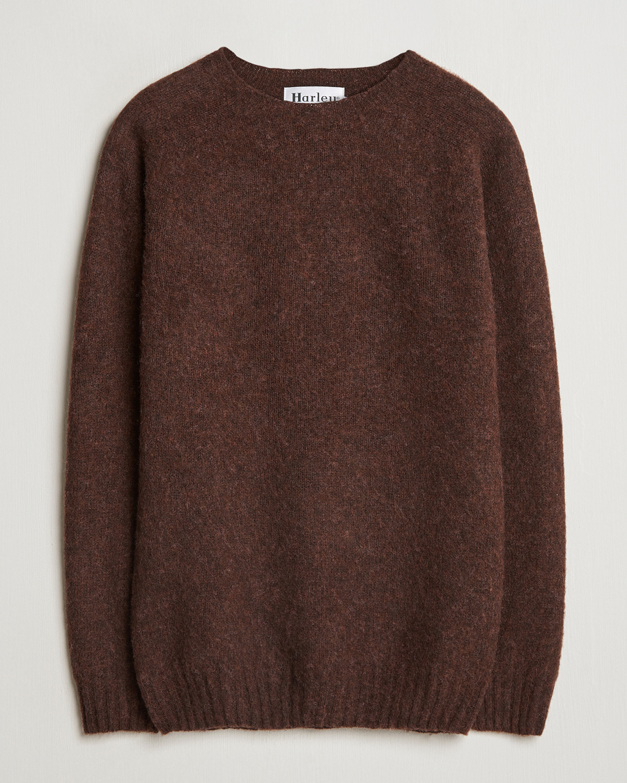 Mies | Puserot | Harley Of Scotland | Brushed Supersoft Lambswool Crewneck Coffee