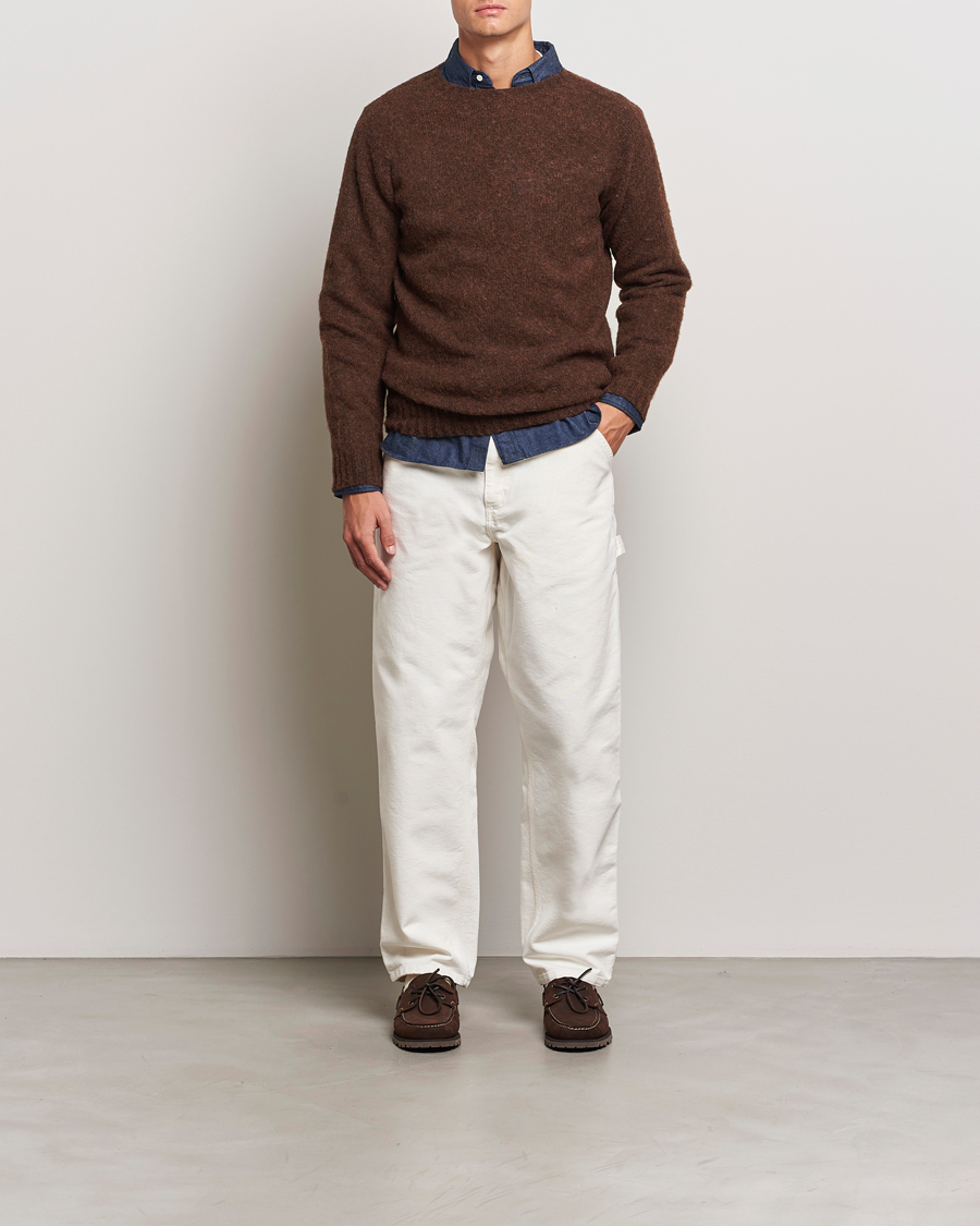 Mies | Puserot | Harley Of Scotland | Brushed Supersoft Lambswool Crewneck Coffee