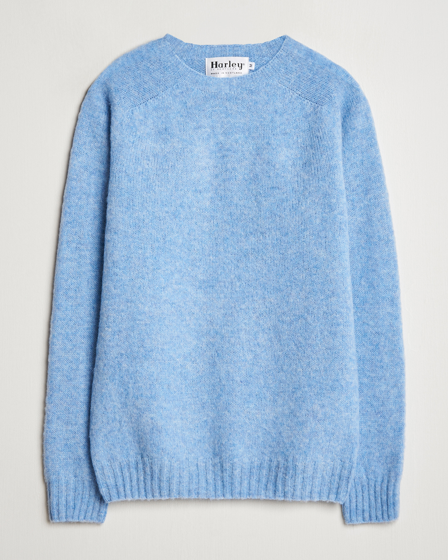 Mies | Puserot | Harley Of Scotland | Brushed Supersoft Lambswool Crewneck Ice Sea