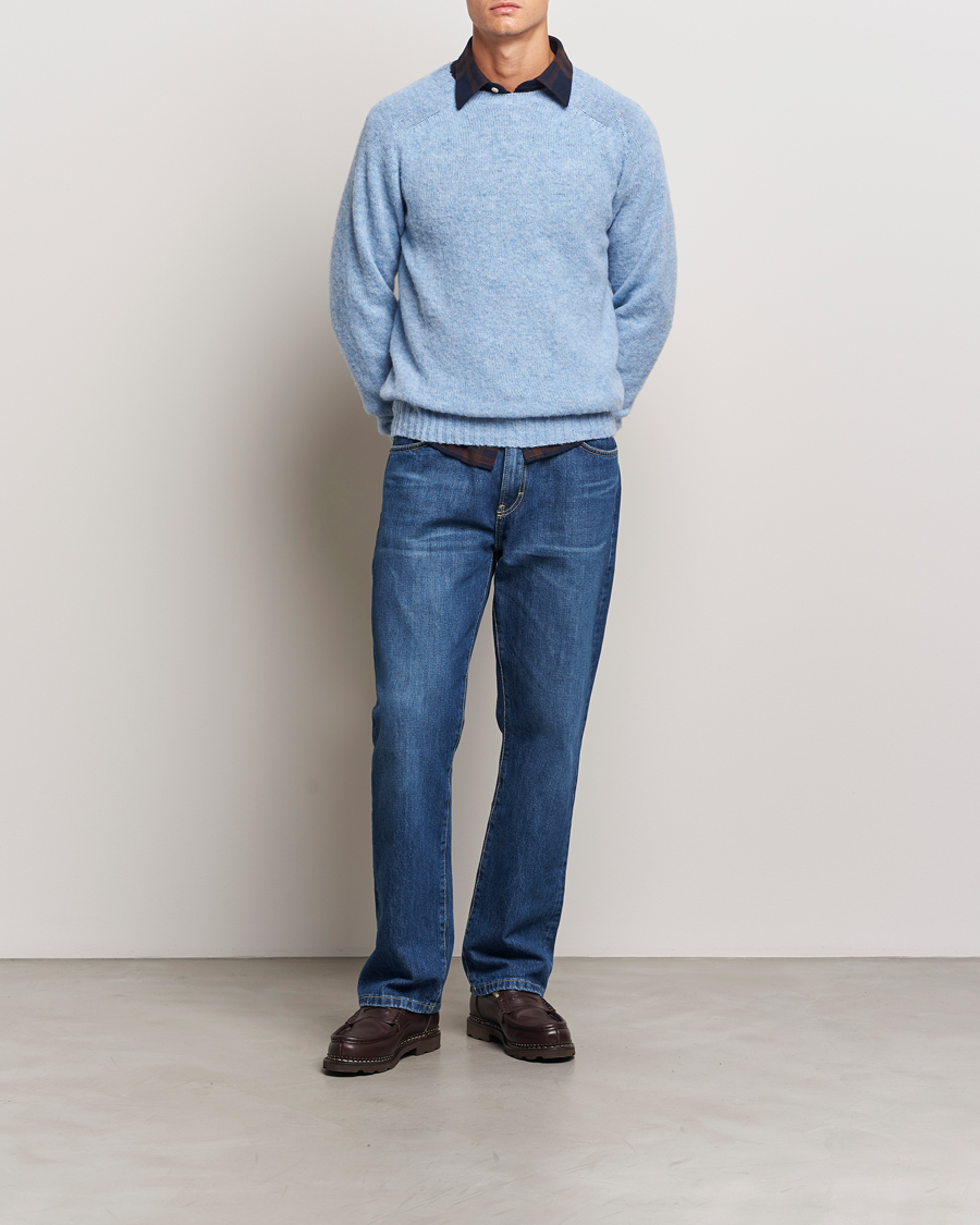 Mies | Puserot | Harley Of Scotland | Brushed Supersoft Lambswool Crewneck Ice Sea