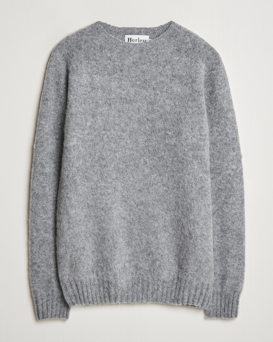 Mies | Puserot | Harley Of Scotland | Brushed Supersoft Lambswool Crewneck Medium Grey
