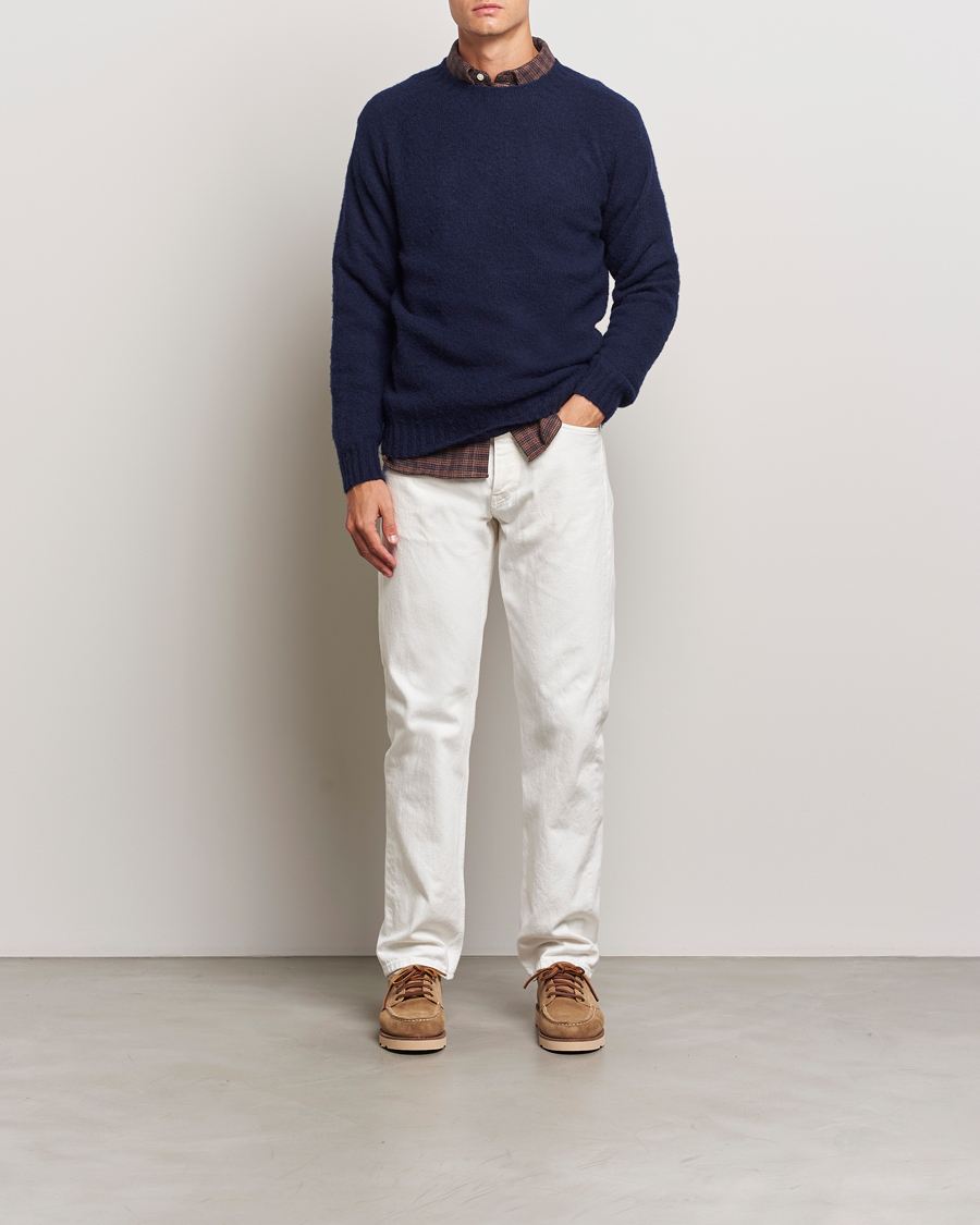 Mies | Puserot | Harley Of Scotland | Brushed Supersoft Lambswool Crewneck Navy