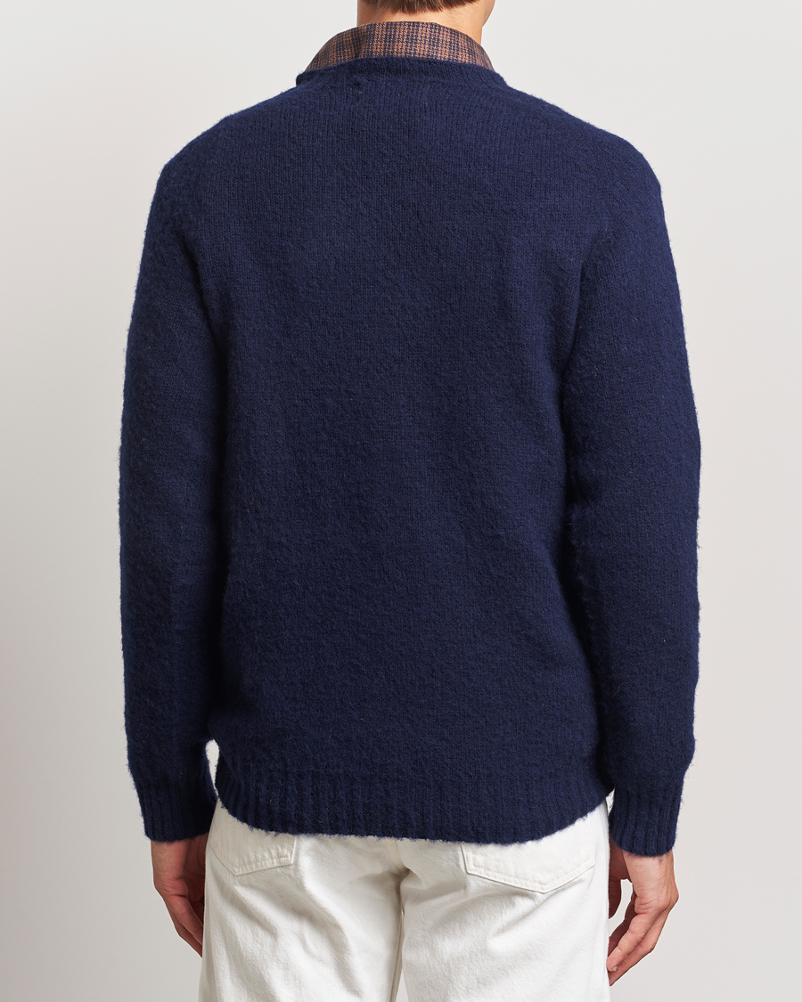 Mies | Puserot | Harley Of Scotland | Brushed Supersoft Lambswool Crewneck Navy