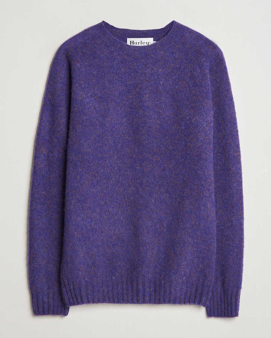 Mies | Puserot | Harley Of Scotland | Brushed Supersoft Lambswool Crewneck Royal Violet