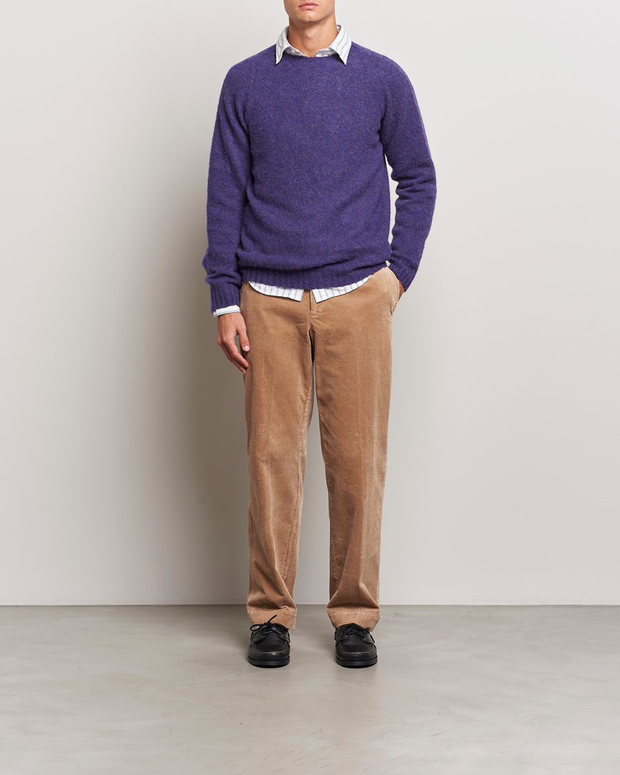 Mies | Puserot | Harley Of Scotland | Brushed Supersoft Lambswool Crewneck Royal Violet