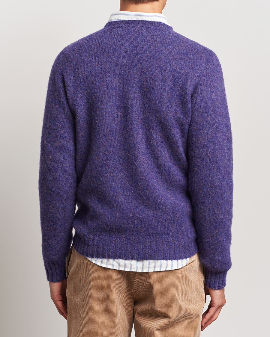 Mies | Puserot | Harley Of Scotland | Brushed Supersoft Lambswool Crewneck Royal Violet