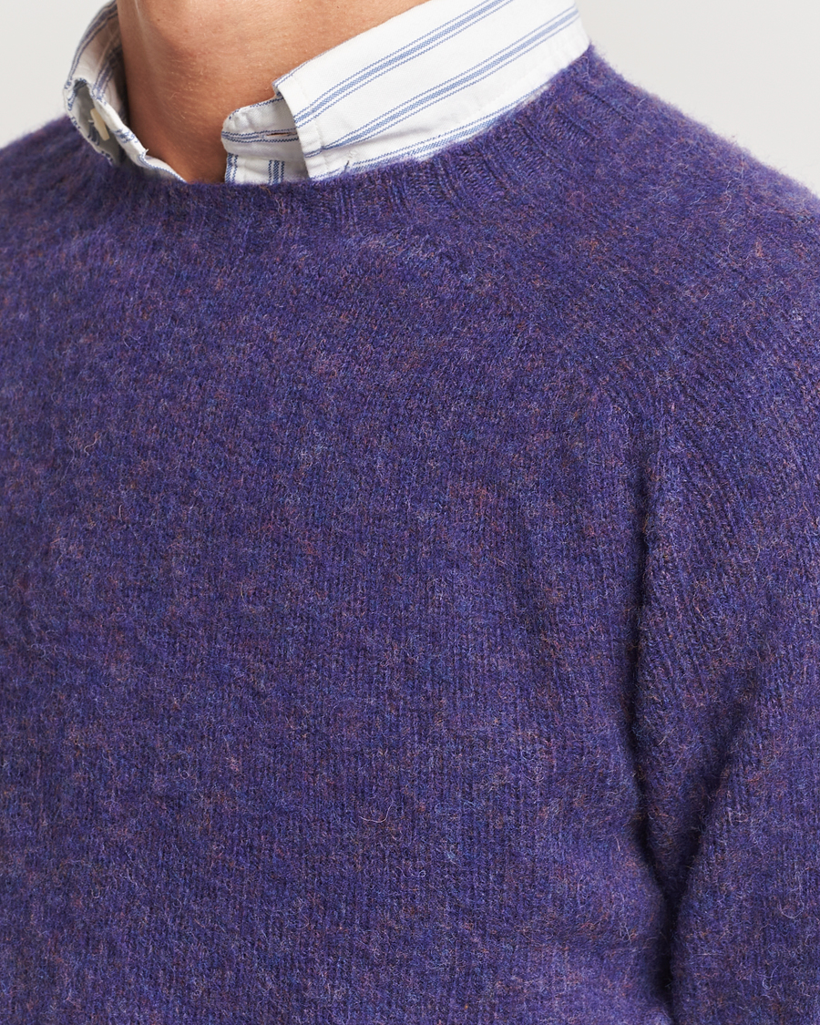 Mies | Puserot | Harley Of Scotland | Brushed Supersoft Lambswool Crewneck Royal Violet