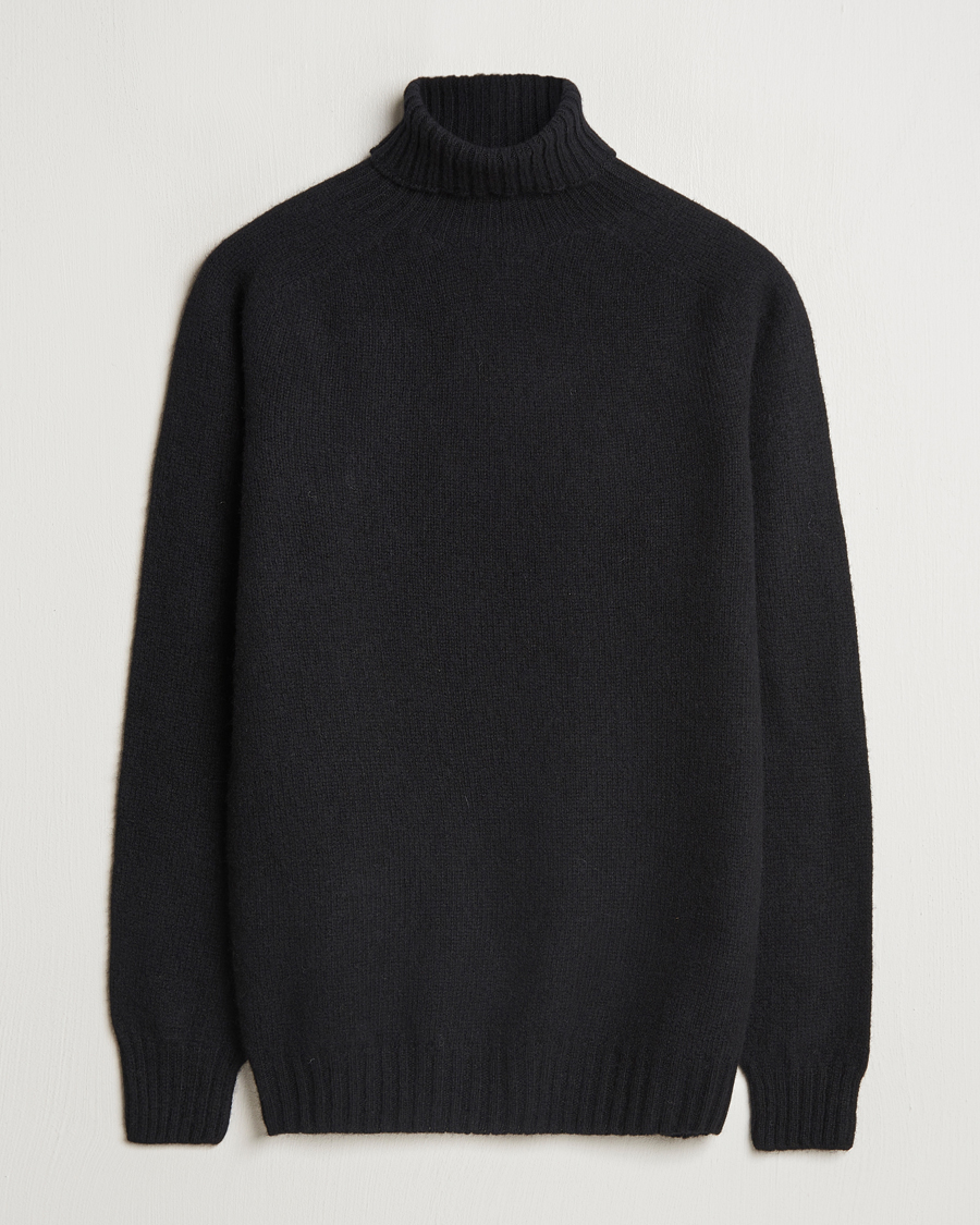 Mies | Puserot | Harley Of Scotland | Supersoft Lambswool Rollneck Black